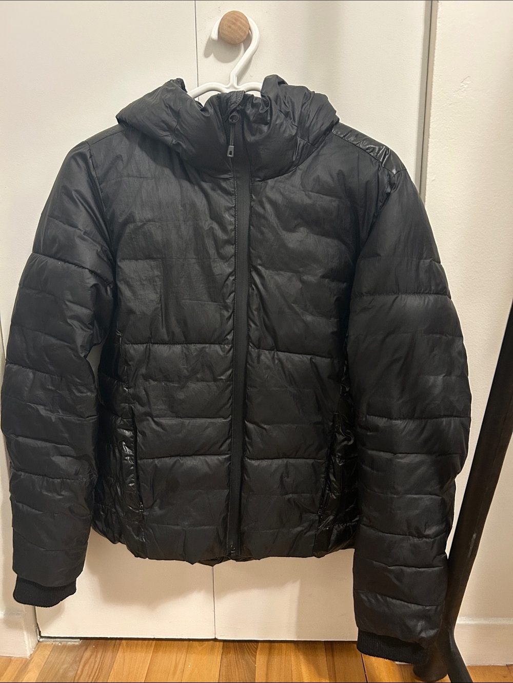 Simons Black Hooded Puffer Jacket